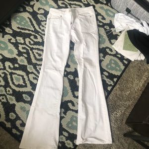 High waisted white flare jeans